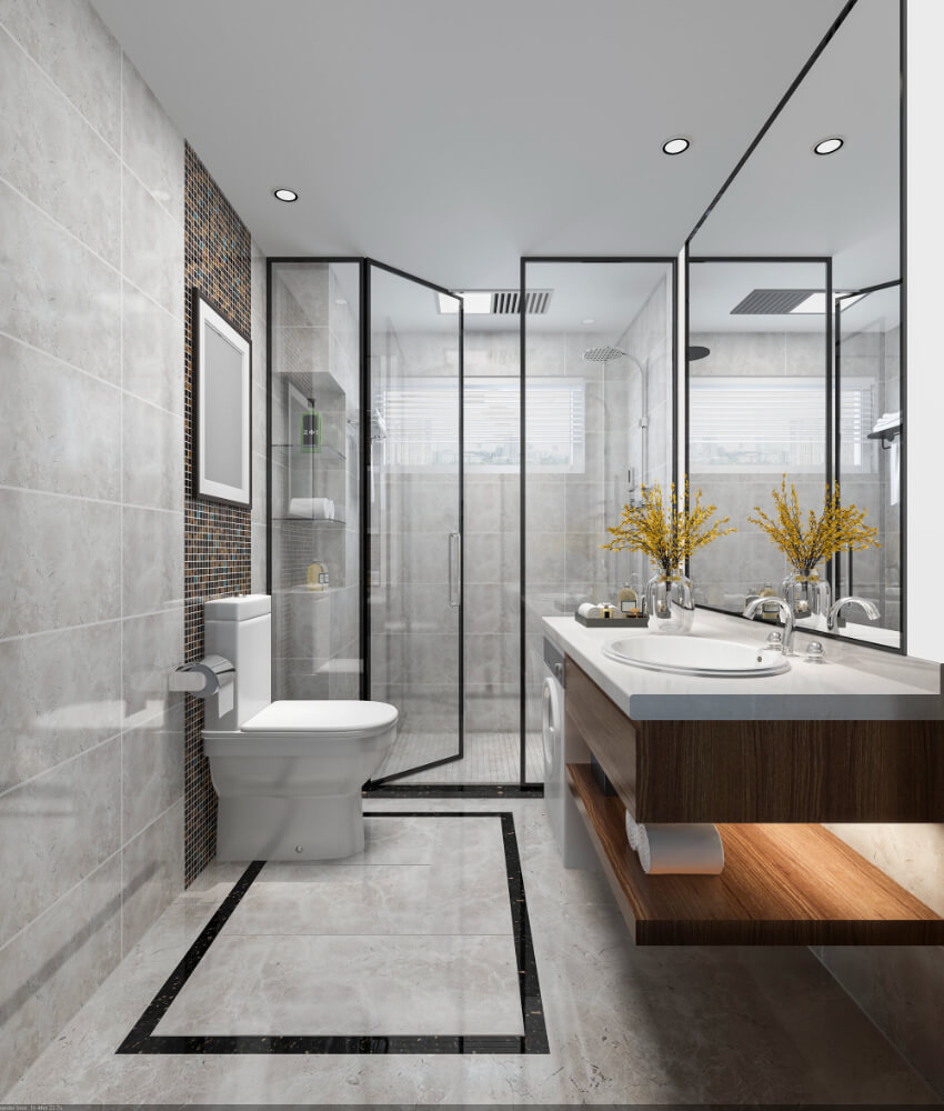 3d rendering luxury modern design bathroom toilet 1